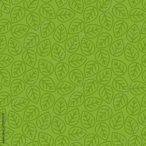 Leaves seamless pattern green color line style for decoration ecology company, natural product store, green unity, organic shop, nature firm, garden, farming, forest. Vector Illustration