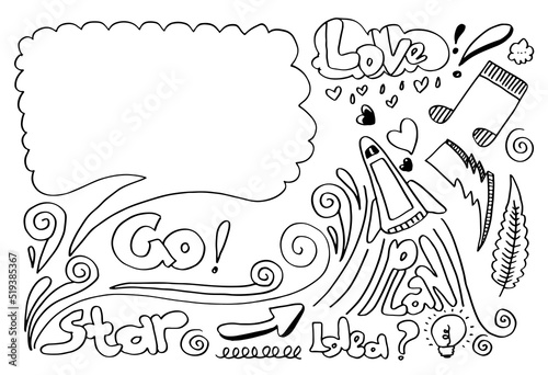 Doodle Sketch Speech Bubble Design Elements for concept design. 