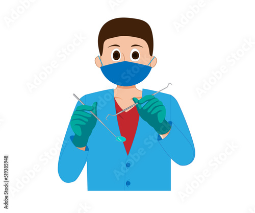 brunette dentist in a mask