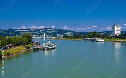 Cruise ships On Danube River In The City Of Linz In Austria © grafxart
