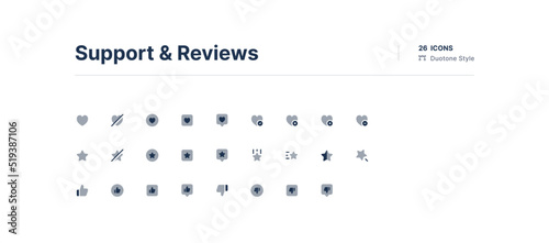 Support and Reviews UI Icons Pack Duotone Style