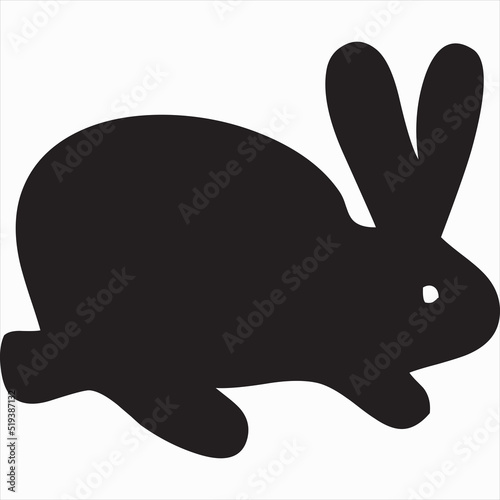 Vector, Image of rabbit silhouette icon, black and white color, transparent background

