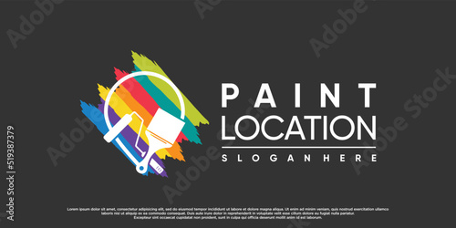 paint location logo design with concept and creative color Premium Vector