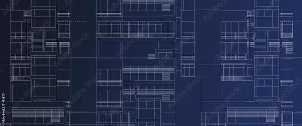 Obraz premium Smart building automation system digital intelligent technology abstract background architecture white 3d wireframe isolated blue background with path