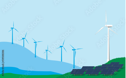 Alternative energy sources. Wind generator, solar panels.
