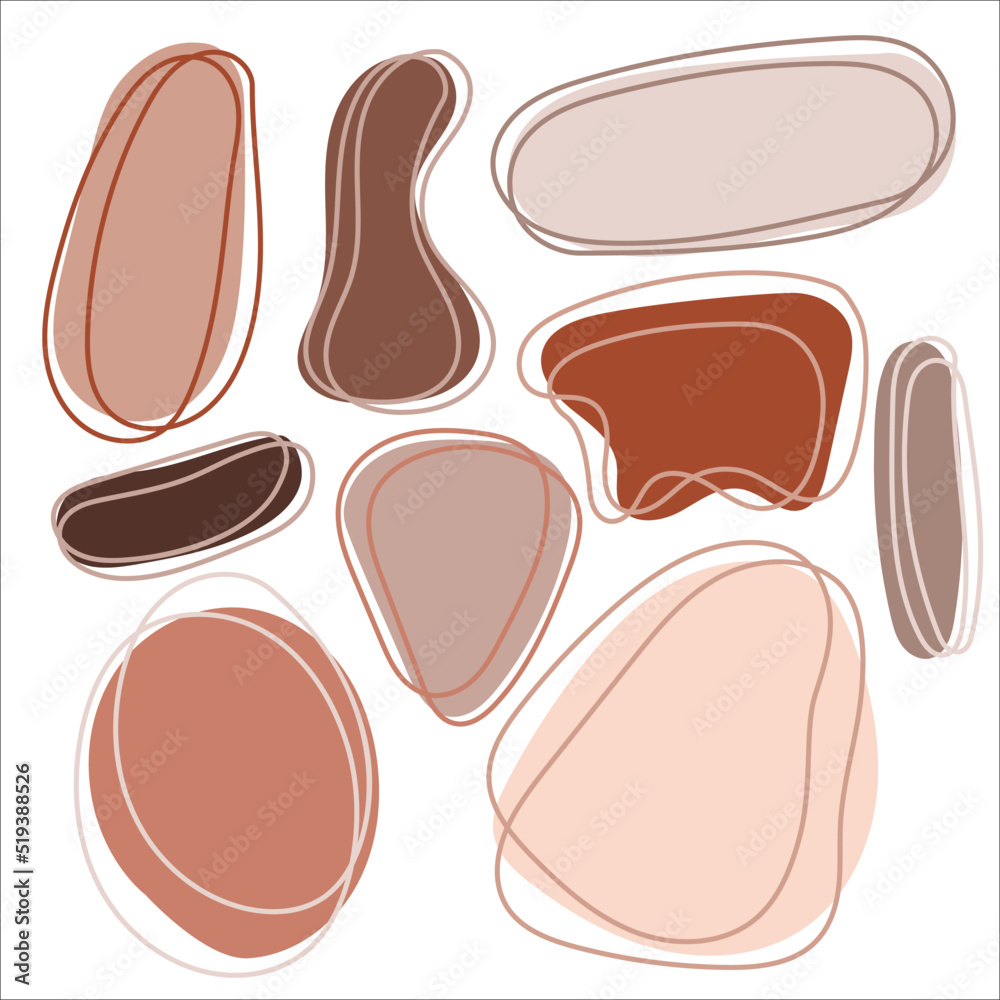 Organic shapes background set. Hand drawn terra cotta colors banner. For social media post, web, promotional banner, advertising and branding. Vector illustration, flat design Organic shapes background set. Hand drawn terra cotta colors banner. For social media post, web, promotional banner, advertising and branding. Vector illustration, flat design