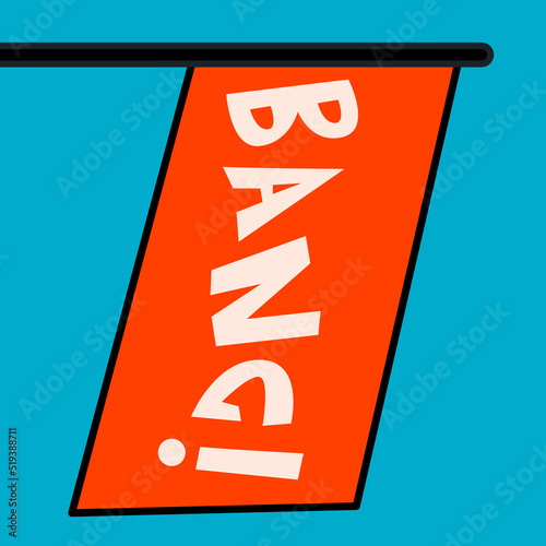 Cartoon vector funny cute Comic characters, bang flag.