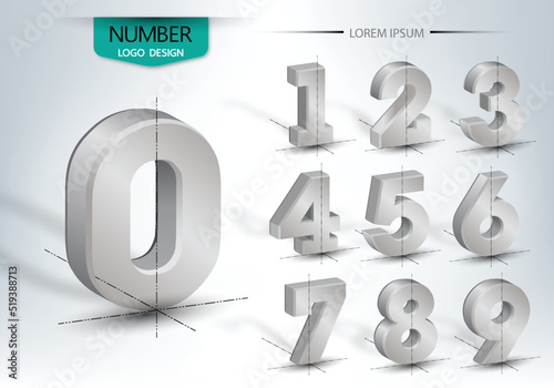Realistic three dimensional set of number