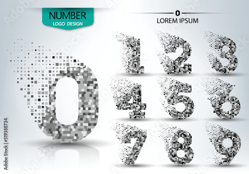 Set of logo number shape spread vector design