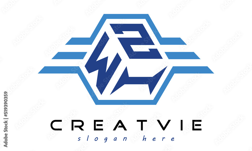 WZI three letter geometrical wings logo design vector template. wordmark logo | emblem logo | monogram logo | initial letter logo | typography logo | business logo | minimalist logo | - obrazy, fototapety, plakaty 