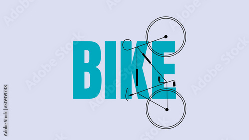 Bike vector line illustration. Big letters. Bicycle icon.