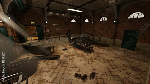 Fotografi 3D-illustration of an old and grungy autopsy room