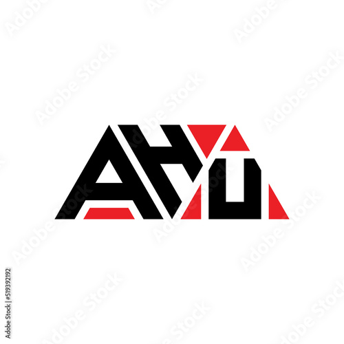 AHU triangle letter logo design with triangle shape. AHU triangle logo design monogram. AHU triangle vector logo template with red color. AHU triangular logo Simple, Elegant, and Luxurious Logo...