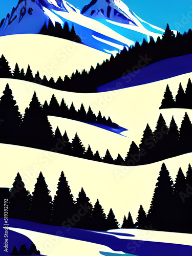 winter landscape with mountains