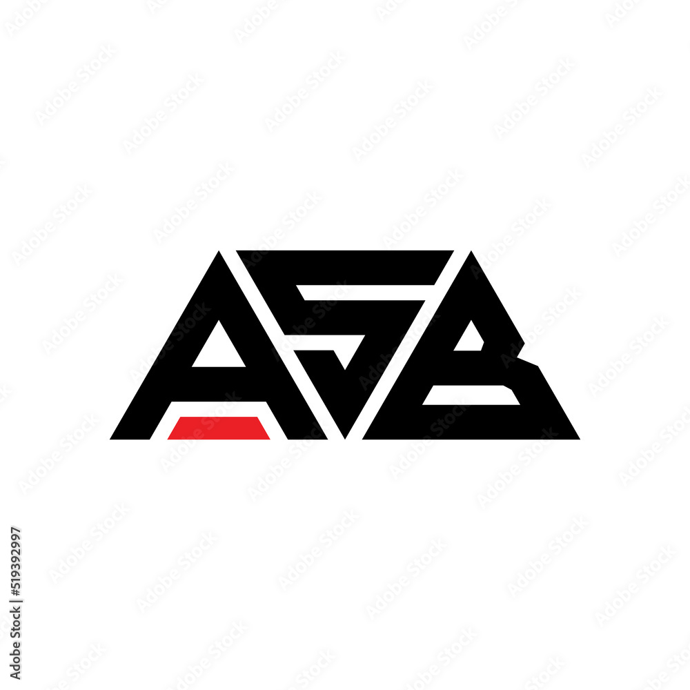 ASB triangle letter logo design with triangle shape. ASB triangle logo design monogram. ASB triangle vector logo template with red color. ASB triangular logo Simple, Elegant, and Luxurious Logo...