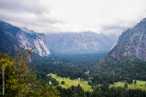 Beautiful mountain scape and valley at Yosemite National Park