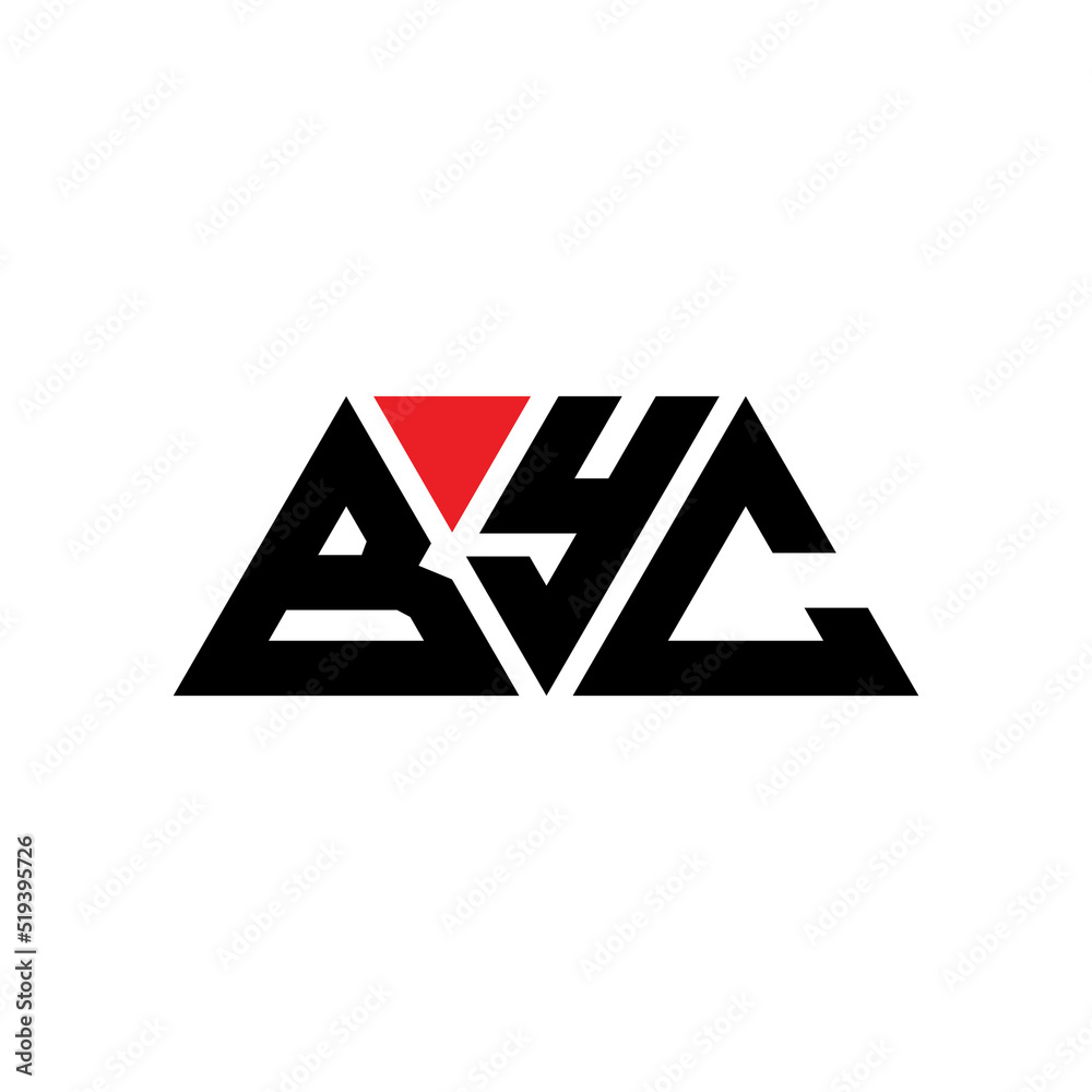 BYC triangle letter logo design with triangle shape. BYC triangle logo