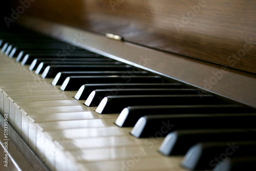 Close up of keys on a grand piano