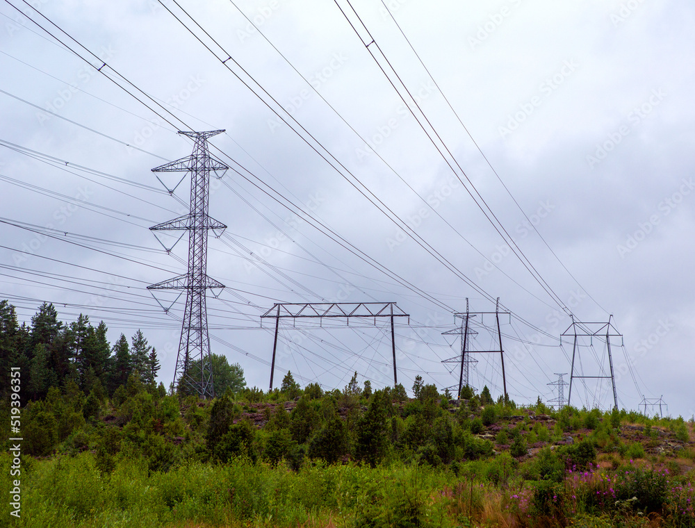 Electricity and power lines concept image. Electricity prices are sky high at the moment, people are relying on electricity and future is open for restrictions to it.