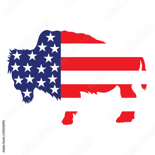 Bison american flag