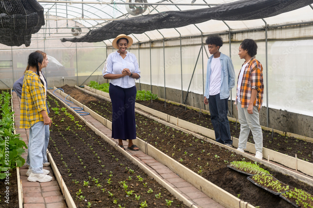 Group of mixed race students and teacher learning agriculture technology in smart farming , education ecology agricultural concepts . Group of mixed race students and teacher learning agriculture technology in smart farming , education ecology agricultural concepts .