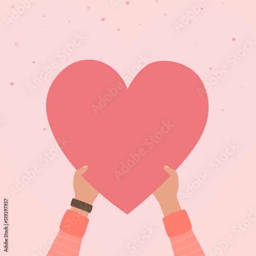 Hands holding hearts symbol for donation concept, Concept of charity and donation, Several people hold big heart synbol on their hands, People take care love, Give and share your love to people, coope