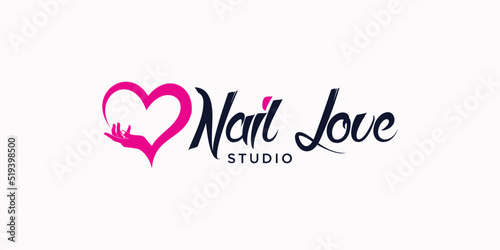 women's hand and heart logo design, for women's nail polish, nail polish care