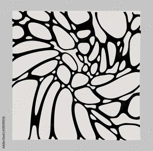 Abstract geometric illustration with organic shapes and liquid blobs. 
