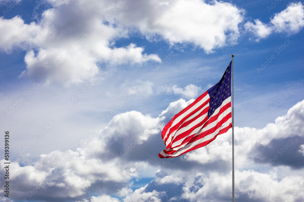 American Flag with Clouds and Blue Sky American Flag with Clouds and Blue Sky