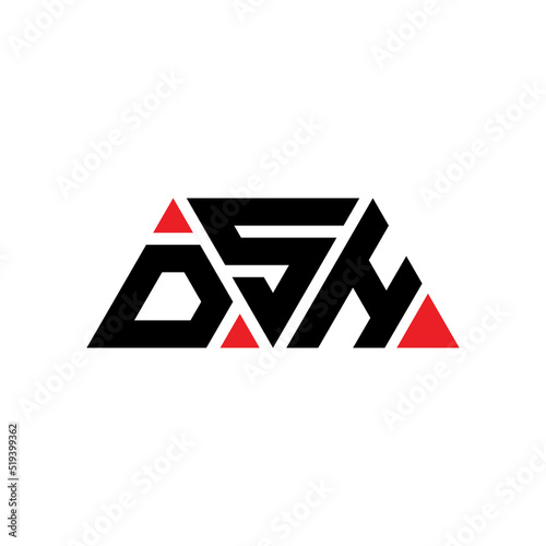 DSH triangle letter logo design with triangle shape. DSH triangle logo design monogram. DSH triangle vector logo template with red color. DSH triangular logo Simple, Elegant, and Luxurious Logo... photo