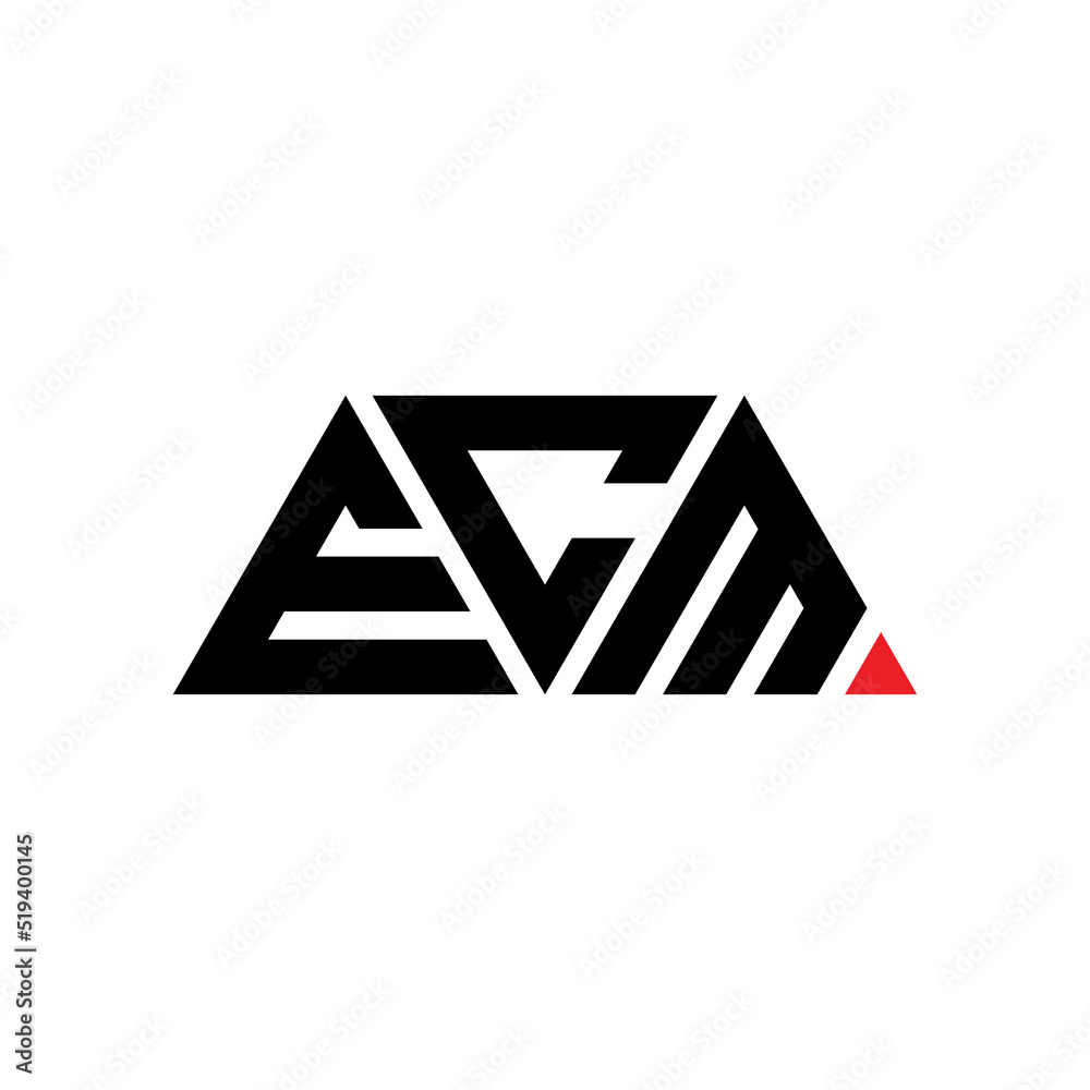 ECM triangle letter logo design with triangle shape. ECM triangle logo design monogram. ECM triangle vector logo template with red color. ECM triangular logo Simple, Elegant, and Luxurious Logo...