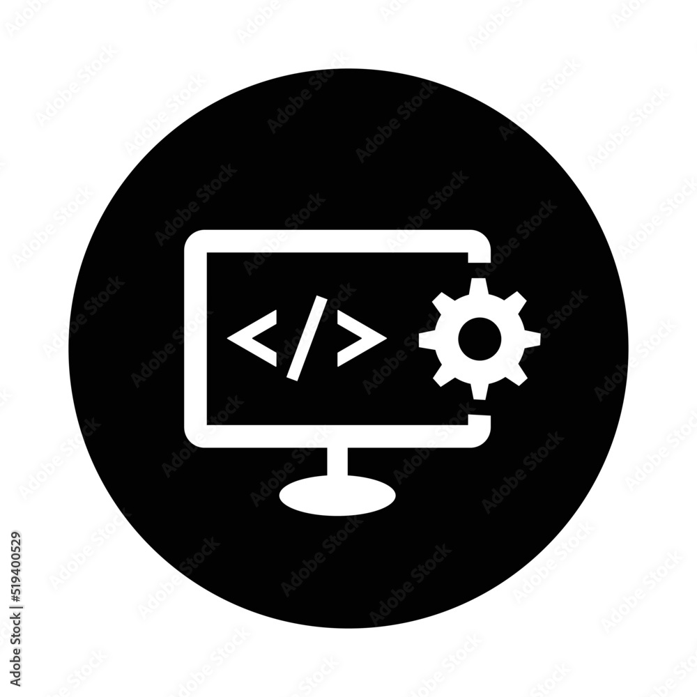 code, html management icon. Black vector design. code, html management icon. Black vector design.