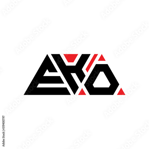 EKO triangle letter logo design with triangle shape. EKO triangle logo design monogram. EKO triangle vector logo template with red color. EKO triangular logo Simple, Elegant, and Luxurious Logo...