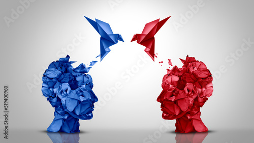 Creative collaboration concept and bipartisanship or bipartisan agreement and Innovative idea exchange or brainstorming ideas as a creativity partnership