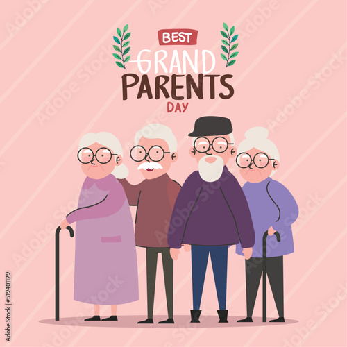 grandparents day lettering card with old persons