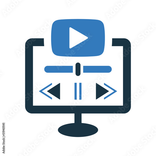 Player, video, media play icon. Glyph style vector EPS.