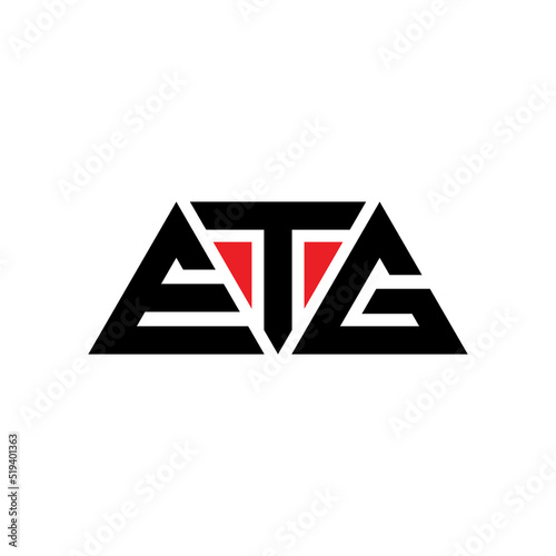 ETG triangle letter logo design with triangle shape. ETG triangle logo design monogram. ETG triangle vector logo template with red color. ETG triangular logo Simple, Elegant, and Luxurious Logo... photo