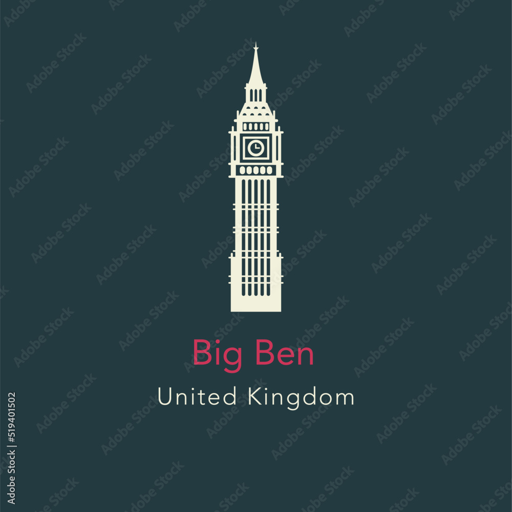 Vector illustration Big Ben on green background Vector illustration Big Ben on green background