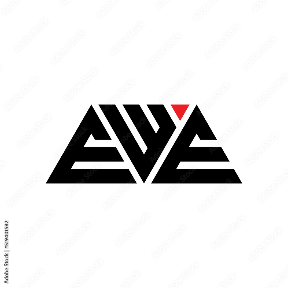 EWE triangle letter logo design with triangle shape. EWE triangle logo design monogram. EWE triangle vector logo template with red color. EWE triangular logo Simple, Elegant, and Luxurious Logo...