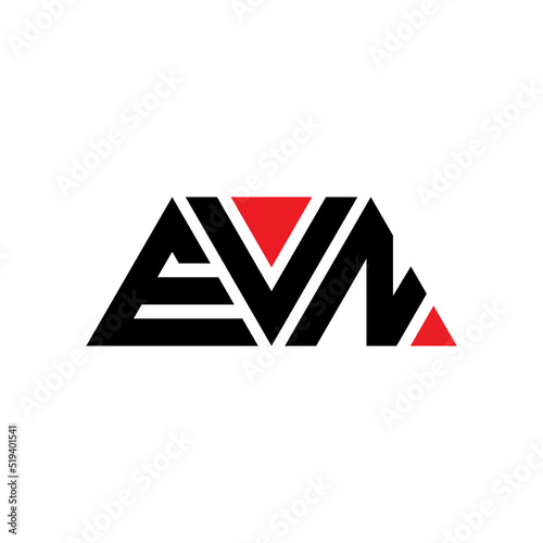 EVN triangle letter logo design with triangle shape. EVN triangle logo design monogram. EVN triangle vector logo template with red color. EVN triangular logo Simple, Elegant, and Luxurious Logo... photo