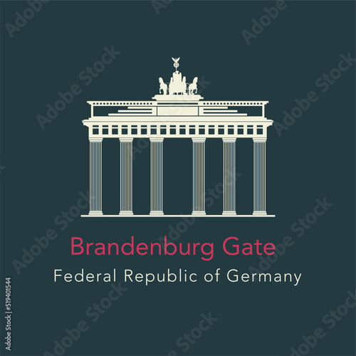 Vector illustration Brandenburg Gate on green background