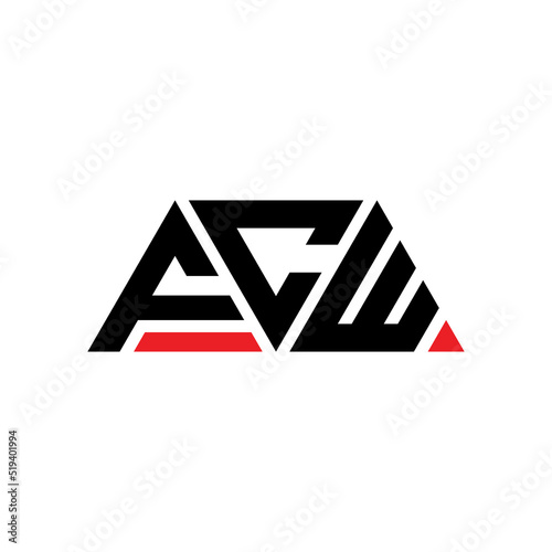 FCW triangle letter logo design with triangle shape. FCW triangle logo design monogram. FCW triangle vector logo template with red color. FCW triangular logo Simple, Elegant, and Luxurious Logo... photo