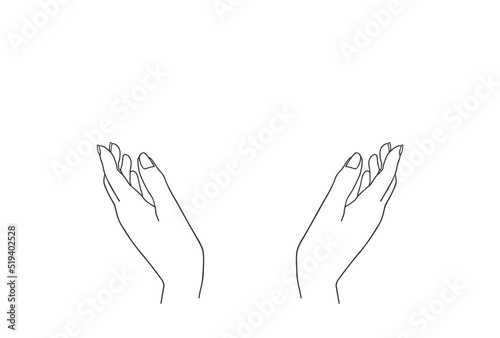 優しく手を差し伸べる人物の手描きの線画イラスト - 好き･大切・思いやりのイメージ素材
