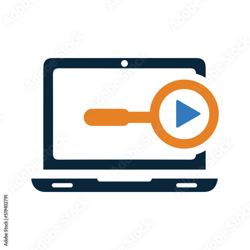 Search, video, videography icon. Glyph style vector EPS.