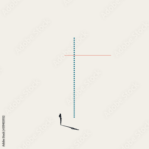 Business woman career ambition vector concept. Symbol of motivation, success, promotion. Minimal illustration.