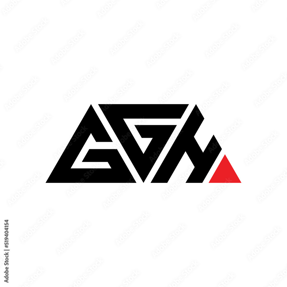 GGH triangle letter logo design with triangle shape. GGH triangle logo design monogram. GGH triangle vector logo template with red color. GGH triangular logo Simple, Elegant, and Luxurious Logo...