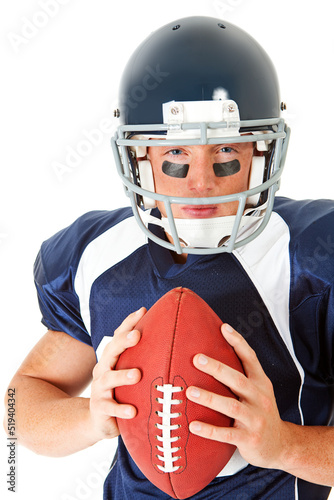 Football: Serious Player with Ball