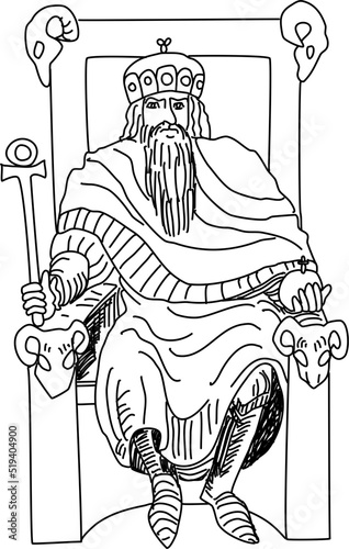 tarot major arcana emperor vector lineart