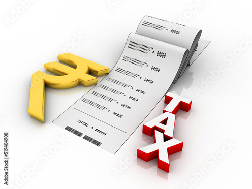 3D rendering illustration Rupee currency with tax  © deepagopi2011