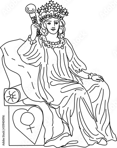 tarot major arcana empress vector lineart
